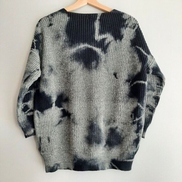 LINE / 100% Cotton Tie-dye Knit Sweater Grey & Navy Sz S - Picture 5 of 9